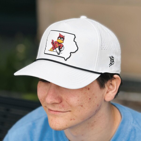 Branded Bills Golf Cy Shape of Iowa White Adjustable Rope Hat front
